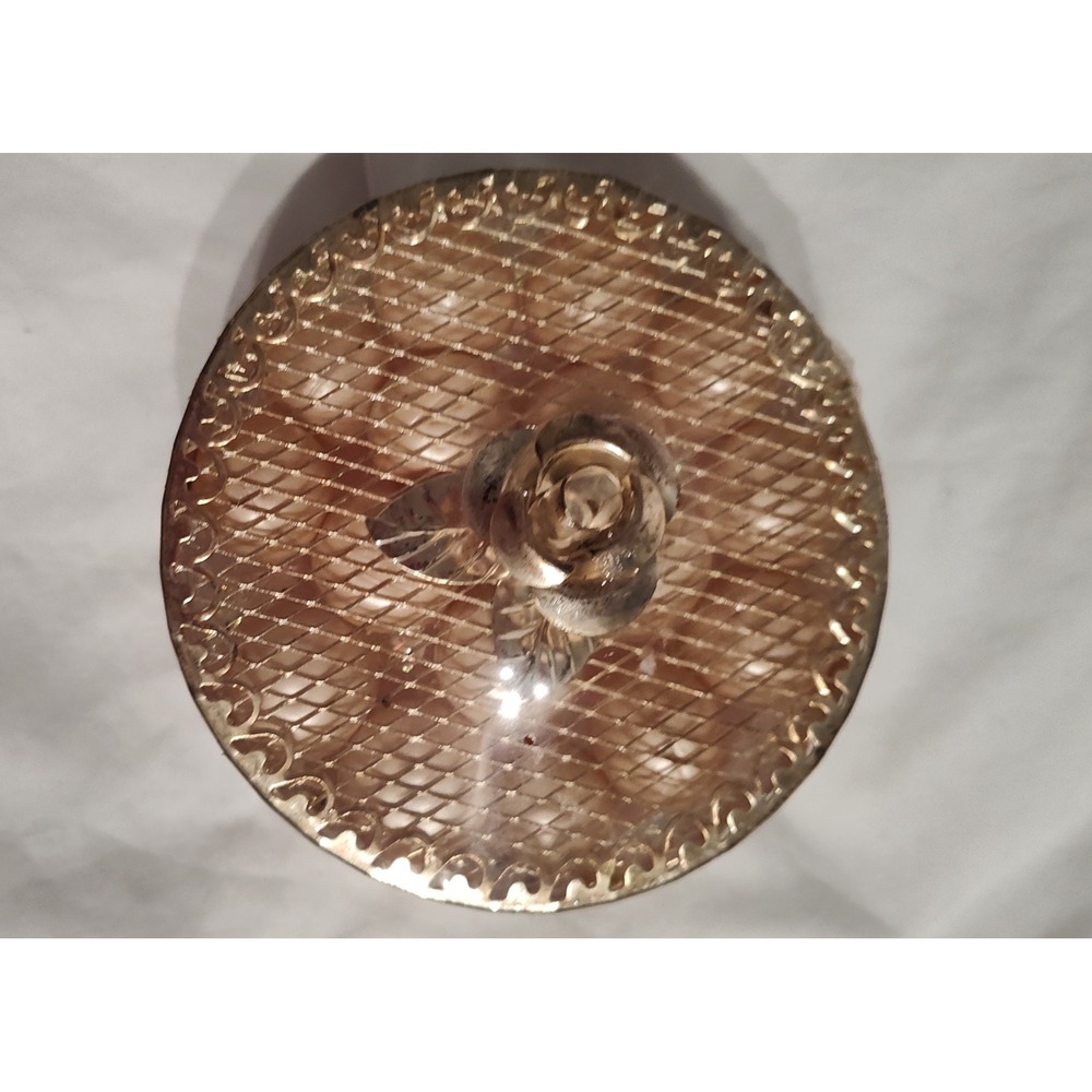Bath Jewels pearls vintage Basket Silver Tone Metal Rose Decor Gift